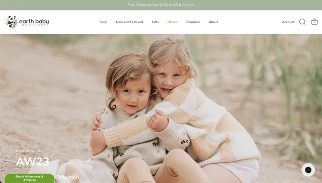 a screenshot of earthbabyoutfitters.com